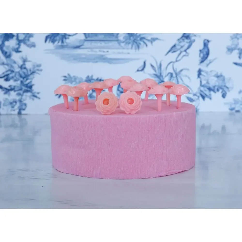 VTG Set of 14 Floral Rose Cake Toppers Candle Holders Retro MCM Birthday Decor